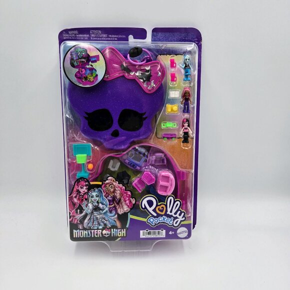 Polly Pocket Monster High Compact Playset BNIB 3 Micro Dolls Accessories Dracula - Picture 2 of 10